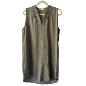 Just Living khaki green linen/rayon blend sleeveless knee length dress WM szL